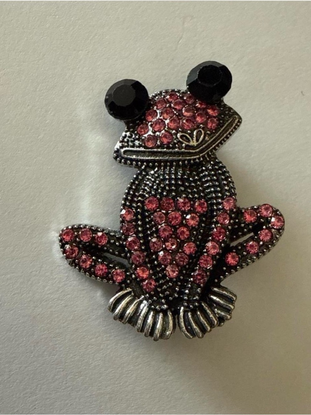 Pink Crystal Frog Brooch Pin